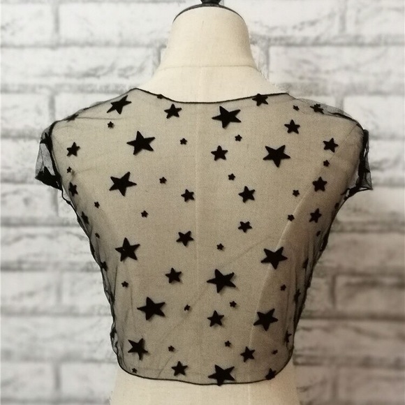 💫🌗 Black Sheer Star Top ✨➿ - Picture 3 of 4